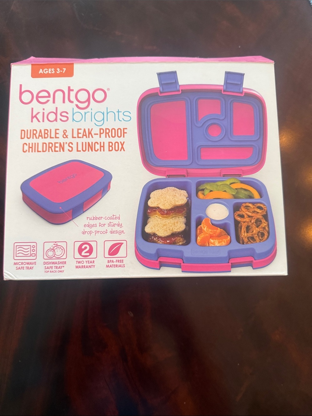 Bentgo Kids Brights Pink & Purple Durable Leak-Proof Lunch Box